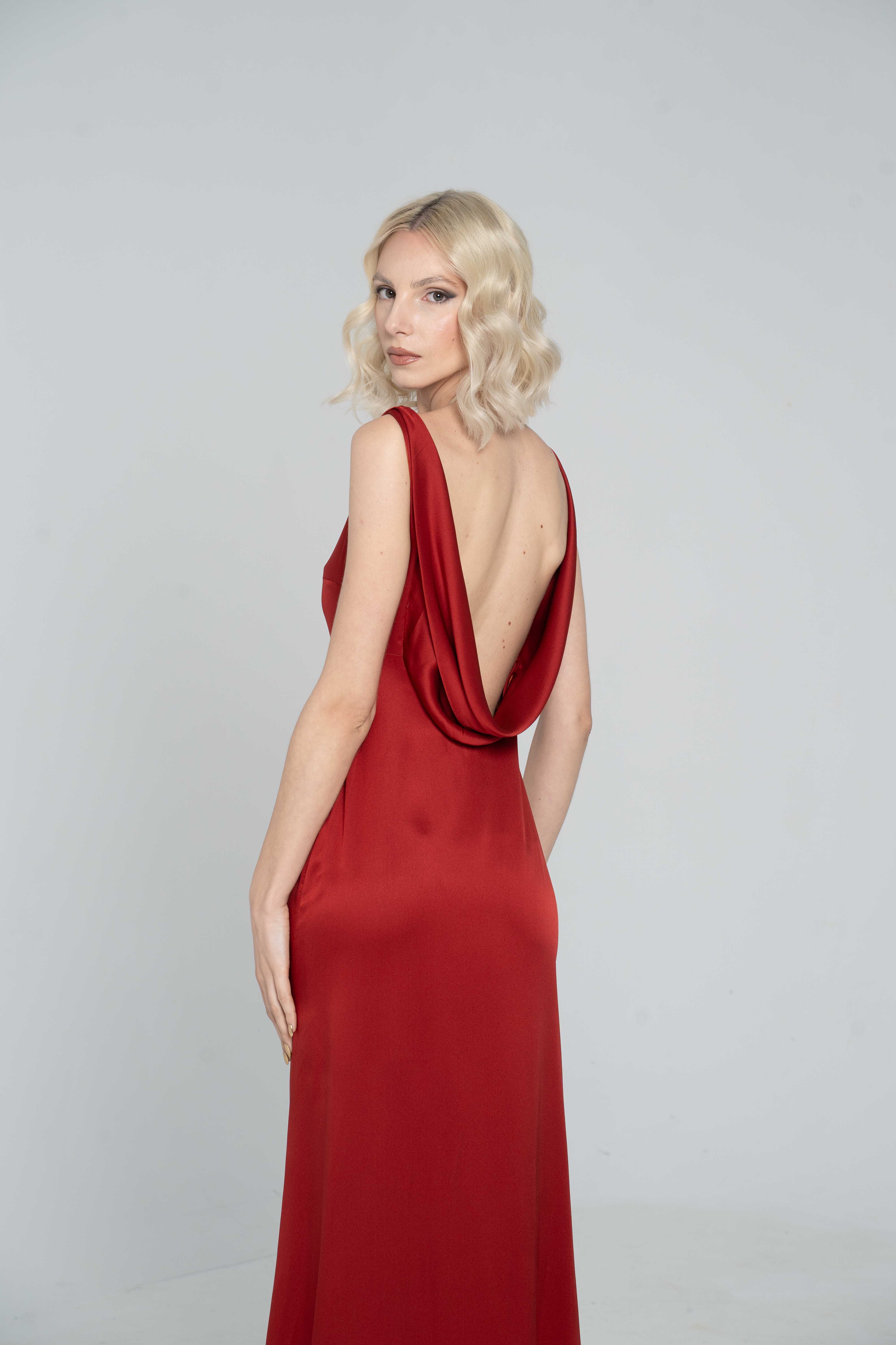 Silky Love- red cocktail dress